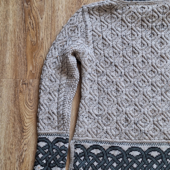 Aran Crafts Ranelagh Merino Jacquard Knit Crewneck Sweater in Oatmeal - M - Picture 11 of 14